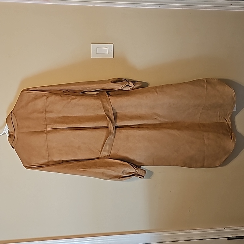 Banana Republic Long-Sleeves Suede Trench Dress Size S Tan - Picture 9 of 15